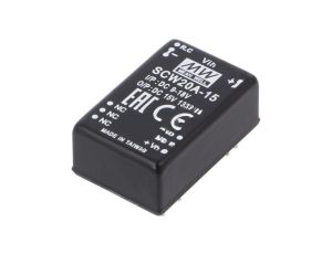 Przetwornica DC/DC, 20W, Uwej: 9...18 VDC, Uwyj: 15 VDC, Iwyj: 1333mA SCW20A-15