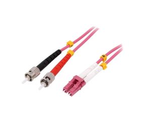 Patch cord światłowodowy OM4 LC/UPC,ST/UPC 10m LSZH różowy FP4LT10