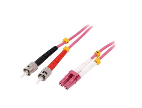 Patch cord światłowodowy OM4 LC/UPC,ST/UPC 10m LSZH różowy FP4LT10