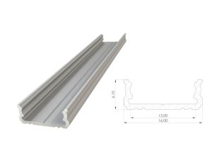 Nawierzchniowy profil LED anoda srebrny 6x16mm 2010mm AL12-GLS1-AS-2020 GLALU