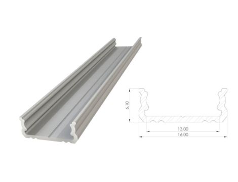 Nawierzchniowy profil LED anoda srebrny 6x16mm 2010mm AL12-GLS1-AS-2020 GLALU
