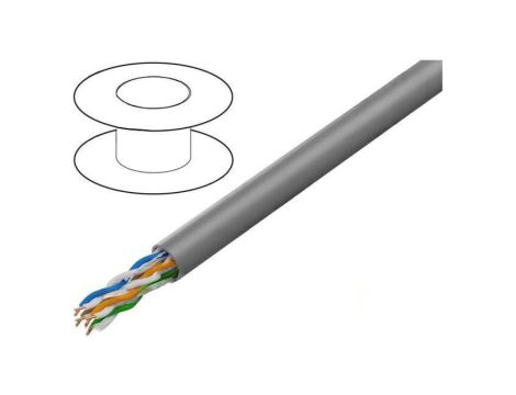 Przewód U/UTP 4x2x25AWG Cat: 5e Cu PVC szary 100m LCU5-12CU-0100-S