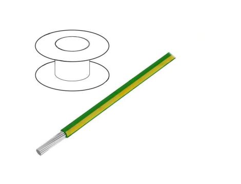 Przewód HookUp Wire linka Cu 22AWG PVC zielono-żółty 600V 30,5m 3071 GY005
