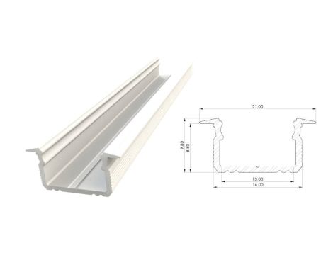 Wpuszczany profil LED biały lakier 9x16mm 2010mm AL12-GLG2-LW-2020 GLALU