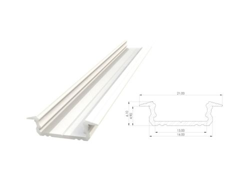 Wpuszczany profil LED biały lakier 5x16mm 2010mm AL12-GLG1-LW-2020 GLALU