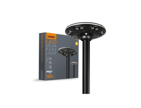 Lampa LED Solarna Uliczna Ogrodowa z Czujnikiem Ruchu 15W 1400lm 3000K-5000K CCT Czarna VL-GLSO-1254-S Videx