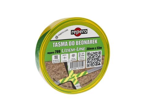 Taśma oznaczeniowa do bednarki żółto-zielona REPERO 799 UZIEM-LINE 30mmx33m
