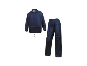 Komplet przeciwdeszczowy bluza + spodnie z poliestru powlekanego PVC kolor granatowy rozmiar M CORPEN400MATM