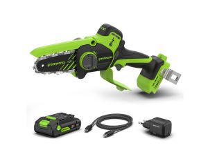 24V minipilarka łańcuchowa Greenworks CS1032GA2 zestaw ładowarka + aku 2Ah
