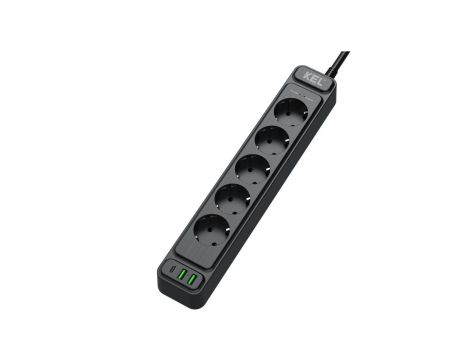 Listwa przepięciowa, 5 gniazd 2p+Z oraz gniazdami 2xUSB A, 1xUSB C, 1,5m, SCHUKO, KEL