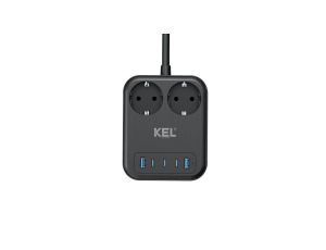 Wielofunkcyjne gniazdo zasilania Przedłużacz USB 65W, 2x2p+Z + 2xUSB A, 3xUSB C, 2m, SCHUKO KEL