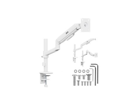 Uchwyt / wieszak na monitor Ergo Office, sprężyna gazowa, 17-32, 1-10kg, biały matt, max. VESA 100x100, ER-691 W