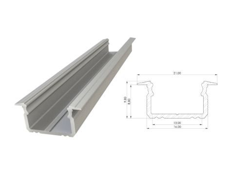 Wpuszczany profil LED anoda srebrny 9x16mm 2010mm AL12-GLG2-AS-2020 GLALU