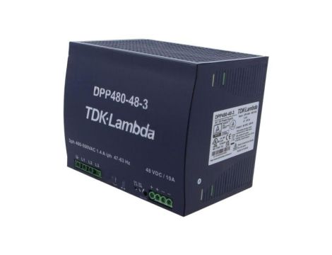 Zasilacz impulsowy na szynę DIN, 480W, 10A, 48V DC, 3 x 340...575V AC, listwa zaciskowa, DPP480-48-3