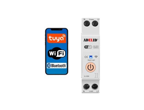 TUYA SMART PRZEKAŹNIK STEROWNIK WŁĄCZNIK WIFI MODUŁOWY NA SZYNĘ DIN 63A 1P MPM-P