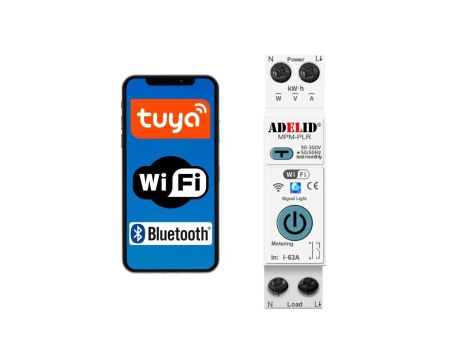 WYŁĄCZNIK RÓŻNICOWO-PRĄDOWY RÓŻNICÓWKA 16A 25A 63A 30mA 1F 1P TUYA WIFI MPM-PLR