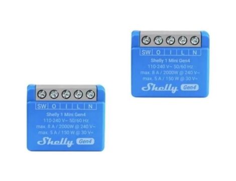 Shelly 1 Mini Gen4 2 szt. - mini przekaźnik dopuszkowy 8A WiFi/Bluetooth/Zigbee/Matter