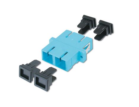 Adapter światłowodowy SC/SC, duplex, wielomodowy OM3, ceramiczna tuleja, błękitny DN-96005-2