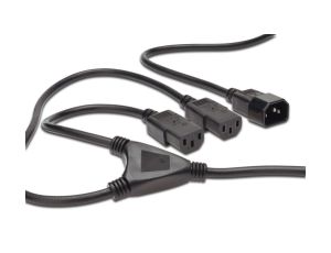 Kabel IEC C14/2xIEC C13 M/Ż czarny 1,7m zasilający AK-440400-017-S