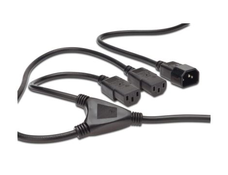 Kabel IEC C14/2xIEC C13 M/Ż czarny 1,7m zasilający AK-440400-017-S