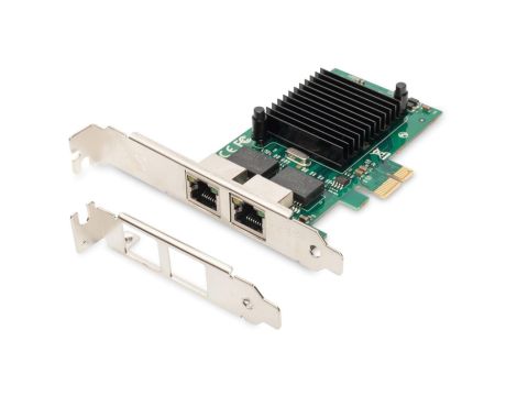 Karta sieciowa przewodowa PCI Express 2x RJ45 Gigabit 10/100/1000Mbps Low Profile DN-10132