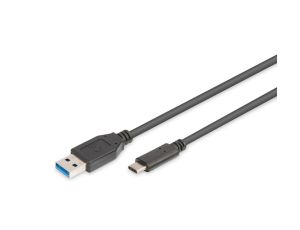 Kabel USB A/USB C M/M czarny 1m USB 3.1 Gen.1 SuperSpeed 5Gbps AK-300136-010-S