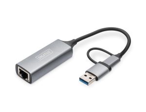 Adapter USB Typ-C na Gigabit Ethernet 2,5GUSB-C + USB A (USB 3.1/3.0) DN-3028
