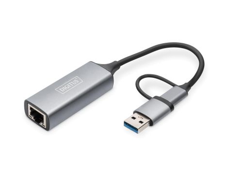 Adapter USB Typ-C na Gigabit Ethernet 2,5GUSB-C + USB A (USB 3.1/3.0) DN-3028