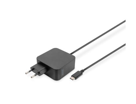 Ładowarka sieciowa zasilacz 1x USB-C PD 3.0 max. 65W zintegrowany kabel 1,2m czarna DA-10071