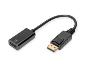 Kabel DP/HDMI z zatrzaskiem aktywny czarny 0,2m DisplayPort 4K 60Hz UHD AK-340415-002-S
