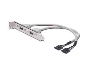 Kabel 2xIDC (5pin)/2xUSB A M/Ż szary 0,25m USB 2.0 HighSpeed AK-300301-002-E