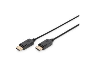 Kabel DP/DP M/M z zatrzaskami czarny 2m DisplayPort 1080p 60Hz FHD AK-340103-020-S