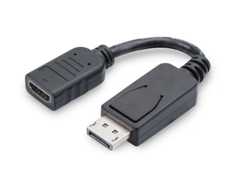 Kabel DP/HDMI A M/Ż z zatrzaskiem czarny 0,15m DisplayPort 1080p 60Hz FHD AK-340400-001-S