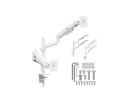 Uchwyt / wieszak na 2 monitory Ergo Office, sprężyna gazowa, 17-32, 1-10kg, biały matt, ER-692 W