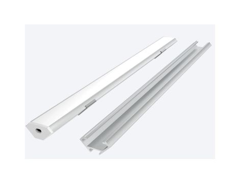 Profil aluminiowy z kloszem do taśmy led narożny kątowy srebrny 2m - zestaw 5 lat gwar.