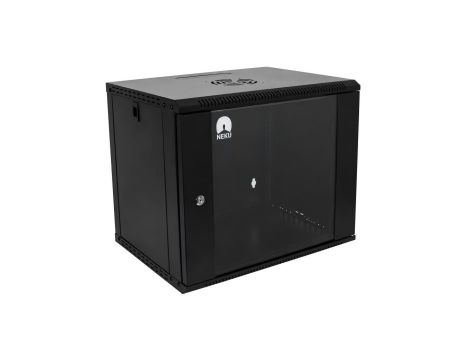 Szafa wisząca RACK 19 9U 400mm drzwi szklane czarna NEKU ECO