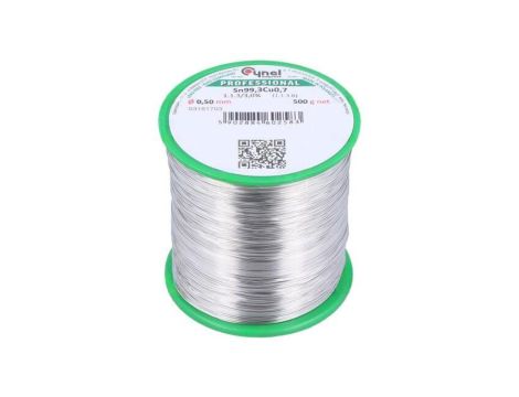 Cyna bezołowiowe, Sn99,3Cu0,7, 0,5mm, 500g, szpula, 227C, 3 SN99C-0.5/0.5