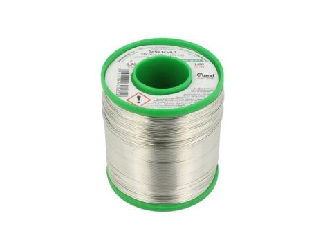 Cyna bezołowiowe, Sn99,3Cu0,7, 0,7mm, 1000g, szpula, 227C, 2,5 SN99,3CU0,7-SW26 0.70 1KG