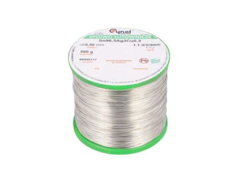 Cyna bezołowiowe, Sn96,5Ag3Cu0,5, 500um, 500g, szpula, 217...220C SN96,5AG3CU0,5-1.1.3 Q 0.50MM 500G