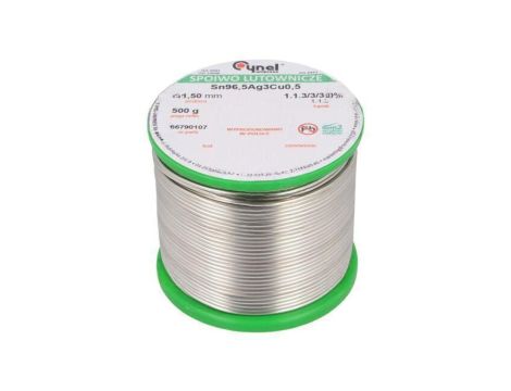 Cyna bezołowiowe, Sn96,5Ag3Cu0,5, 1,5mm, 500g, szpula, 217...220C SN96,5AG3CU0,5-1.1.3 Q 1.50MM 500G