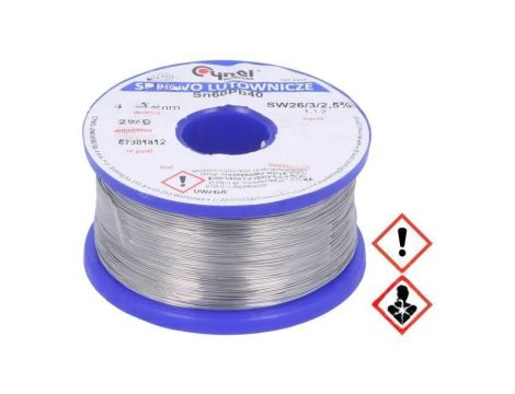 Cyna ołowiowe, Sn60Pb40, 0,38mm, 250g, szpula, 190C, 2,5 LC60 0.38MM /0.25KG