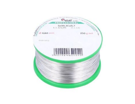 Cyna bezołowiowe, Sn99,3Cu0,7, 0,5mm, 250g, szpula, 227C, 3 SN99C-0.5/0.25