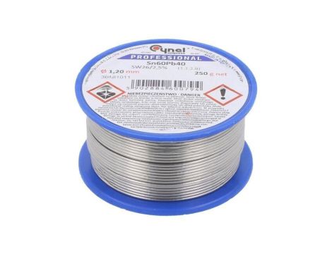 Cyna ołowiowe, Sn60Pb40, 1,2mm, 250g, szpula, 190C, 2,5 LC60-1.2/0.25
