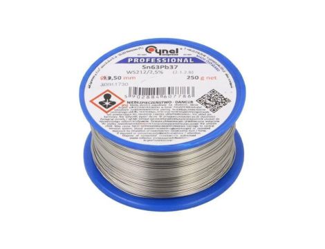 Cyna ołowiowe, Sn63Pb37, 0,5mm, 250g, szpula, 183C, 2,5 SN63PB37-WS212/2.5 Q 0.50 250 G
