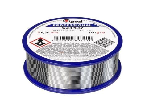 Cyna ołowiowe, Sn63Pb37, 0,7mm, 100g, szpula, 183C, 2,5 SN63PB37-WS212/2.5 Q 0.70 100 G