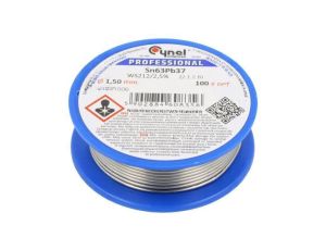 Cyna ołowiowe, Sn63Pb37, 1,5mm, 100g, szpula, 183C, 2,5 SN63PB37-WS212/2.5 Q 1.50 100 G