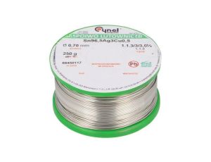 Cyna bezołowiowe, Sn96,5Ag3Cu0,5, 700um, 250g, szpula, 217...220C SN96,5AG3CU0,5-1.1.3 Q 0.70MM 250G