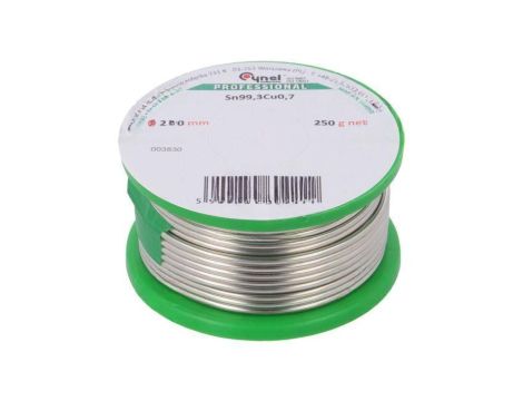 Cyna bezołowiowe, Sn99,3Cu0,7, 2mm, 250g, szpula, 227C SN99,3CU0,7-BT 2.00 250G