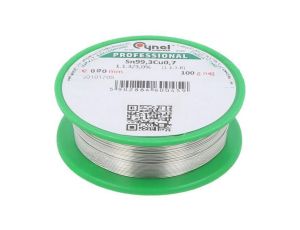 Cyna bezołowiowe, Sn99,3Cu0,7, 0,5mm, 100g, szpula, 227C, 3 SN99C-0.5/0.1