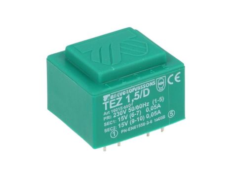 Transformator zalewany 1,5VA 50mA 230VAC 15V 16015-8994